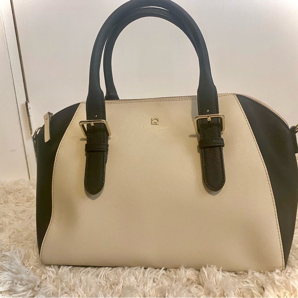 Kate Spade Cove Street Poppy Black and Cream Structured Satchel-NEW